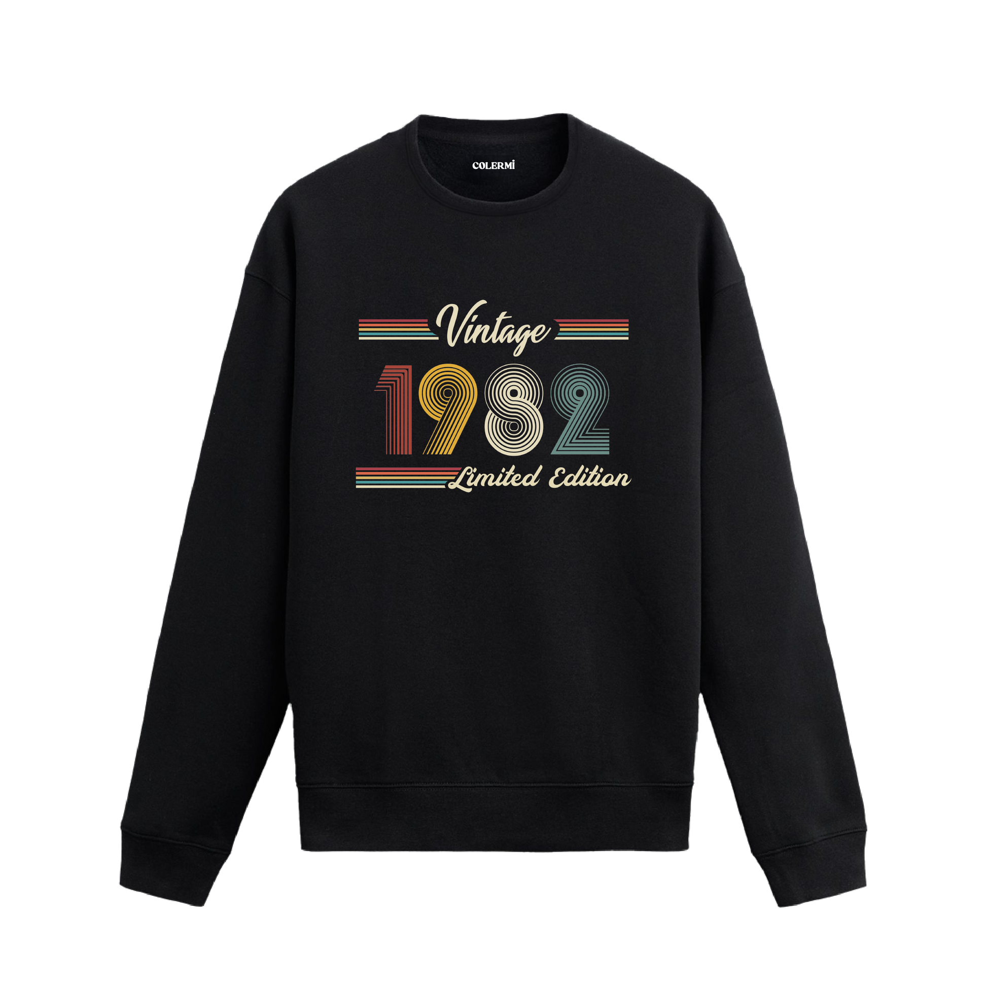 Retro tipografili Klasik Vintage 1982 Colermi sweatshirt