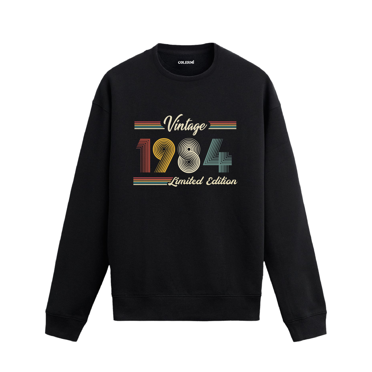 Retro tipografili Klasik Vintage 1984 Colermi sweatshirt