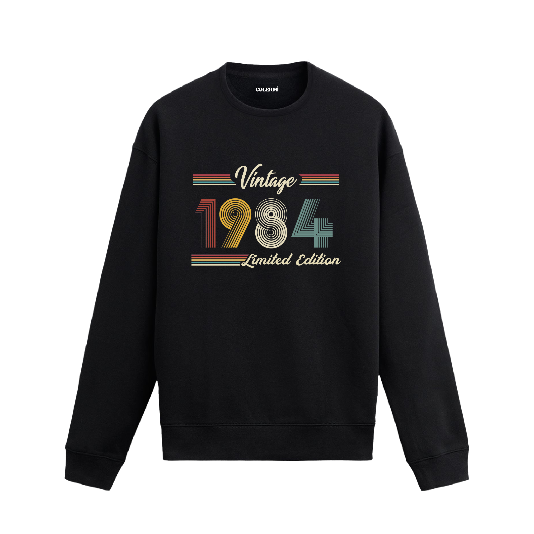 Retro tipografili Klasik Vintage 1984 Colermi sweatshirt