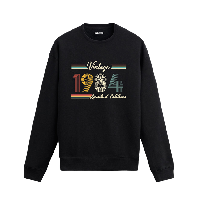 Retro tipografili Klasik Vintage 1984 Colermi sweatshirt