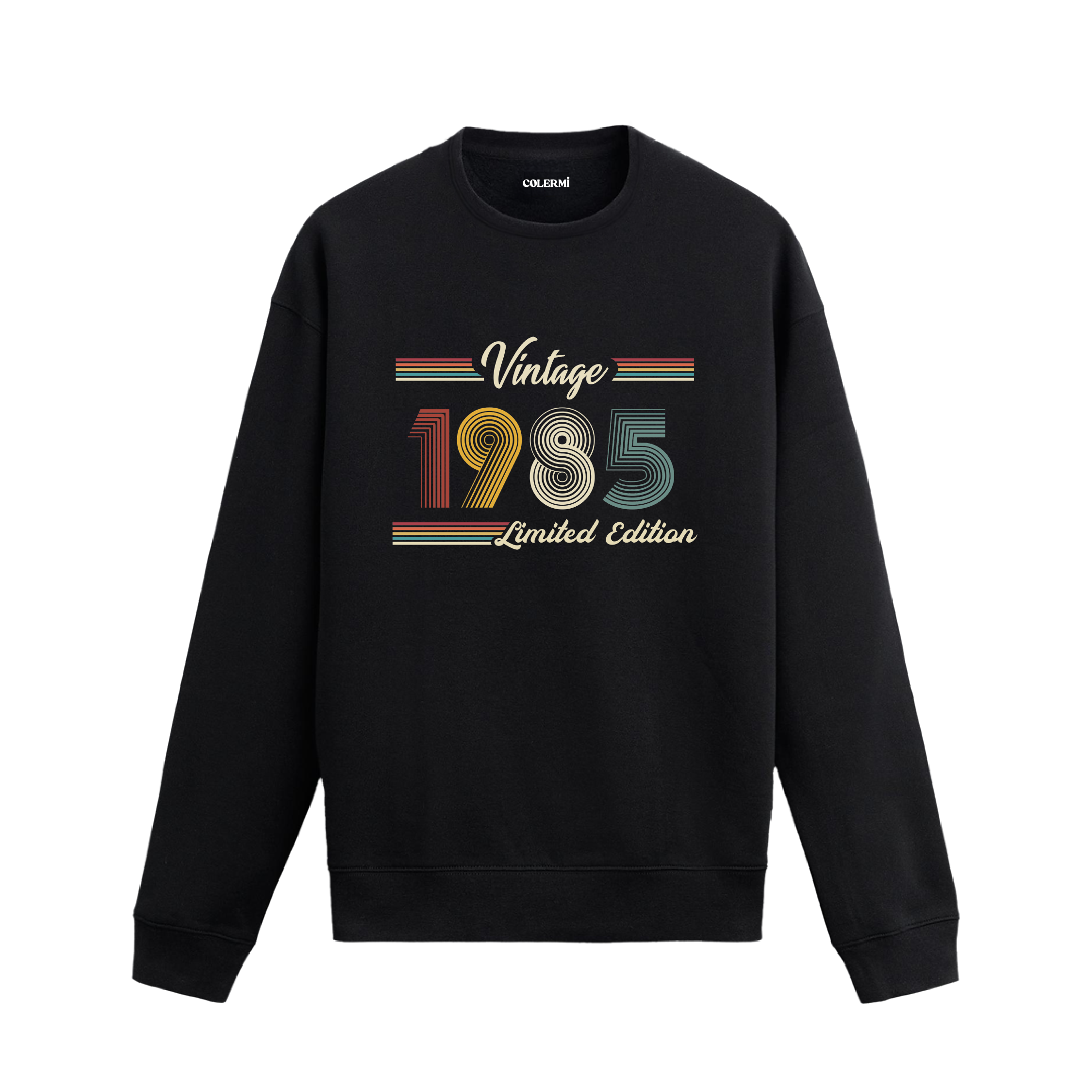 Retro tipografili Klasik Vintage 1985 Colermi sweatshirt