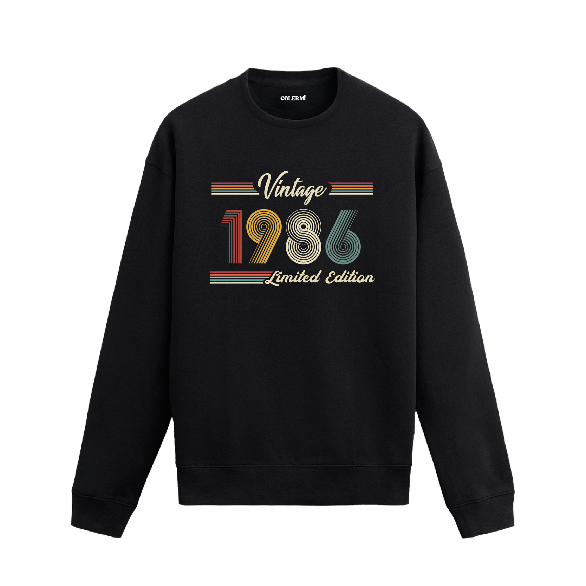Retro tipografili Klasik Vintage 1986 Colermi sweatshirt