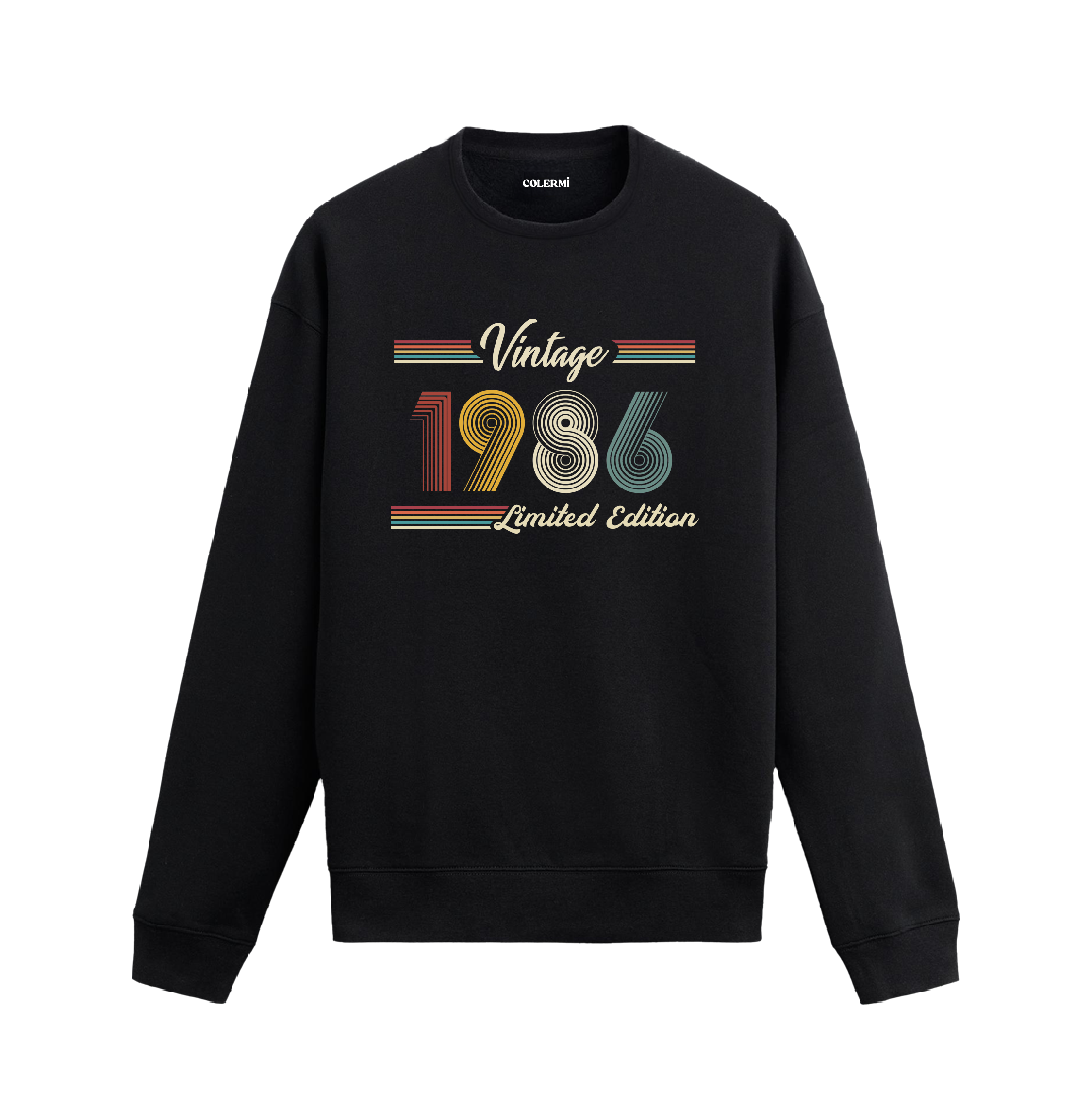 Retro tipografili Klasik Vintage 1986 Colermi sweatshirt