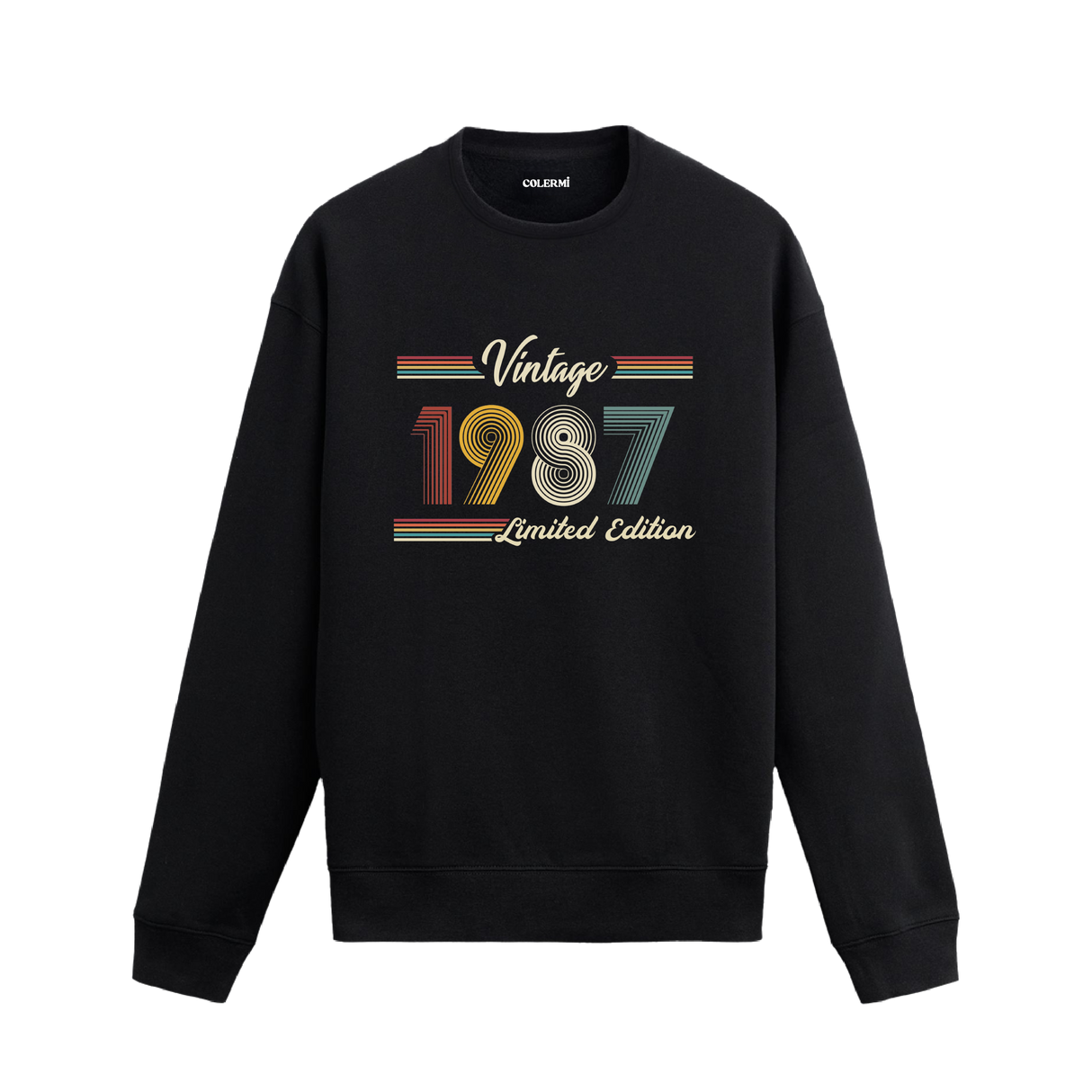 Retro tipografili Klasik Vintage 1987 Colermi sweatshirt