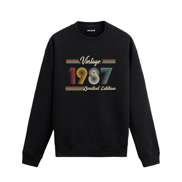 Retro tipografili Klasik Vintage 1987 Colermi sweatshirt