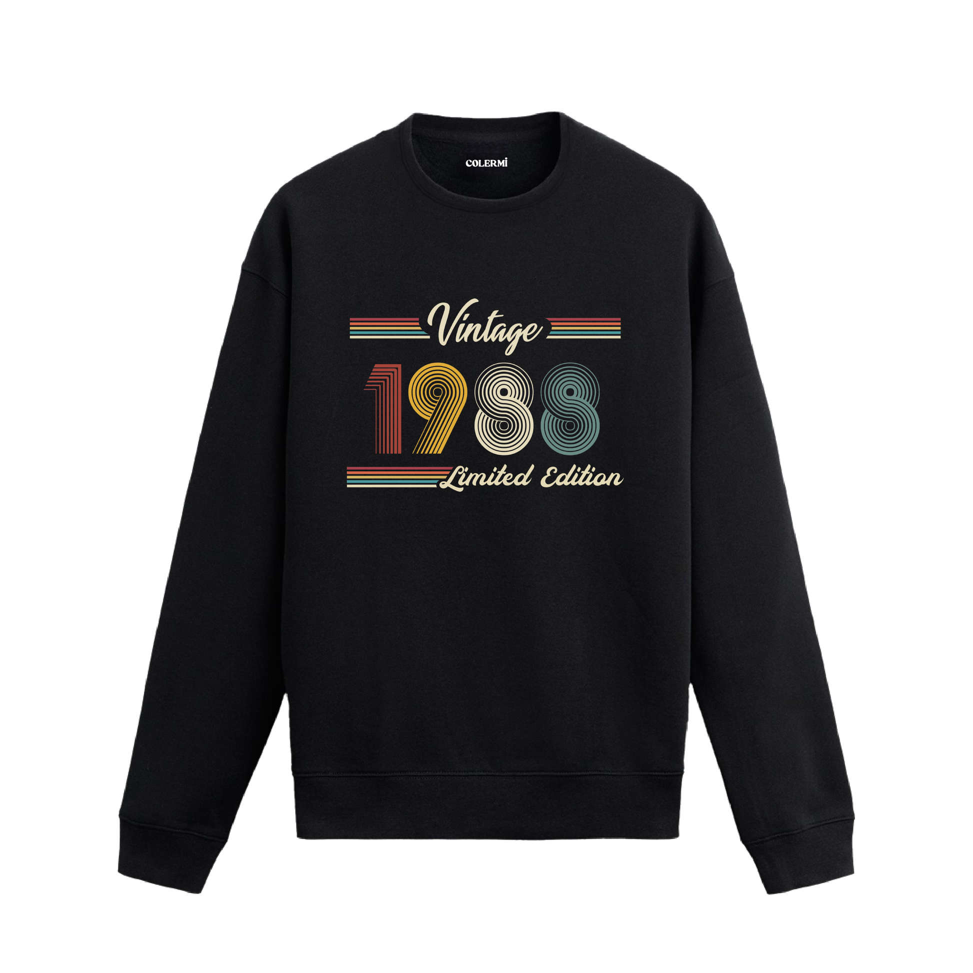 Retro tipografili Klasik Vintage 1988 Colermi sweatshirt