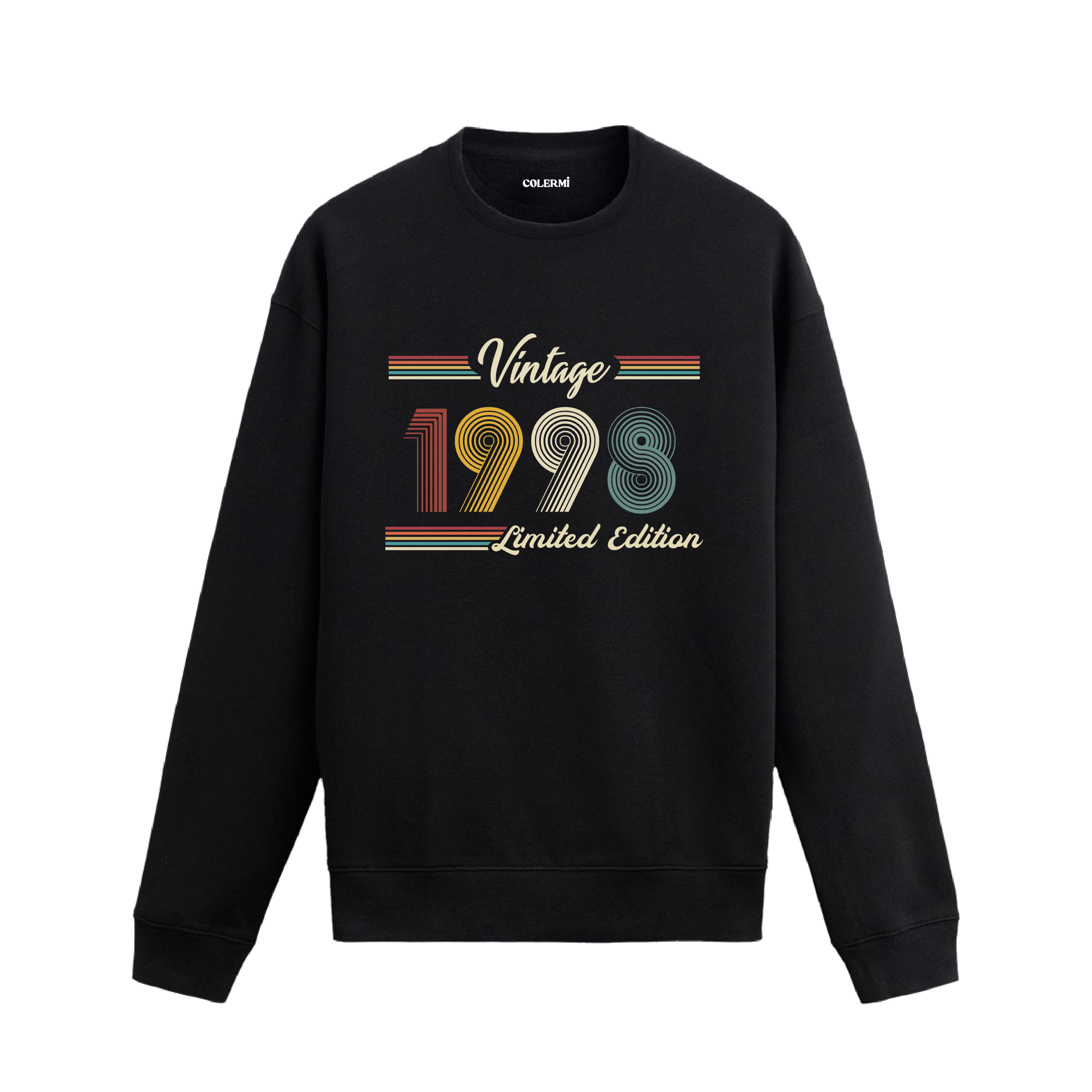 Retro çizgili Klasik Vintage 1998 Colermi sweatshirt