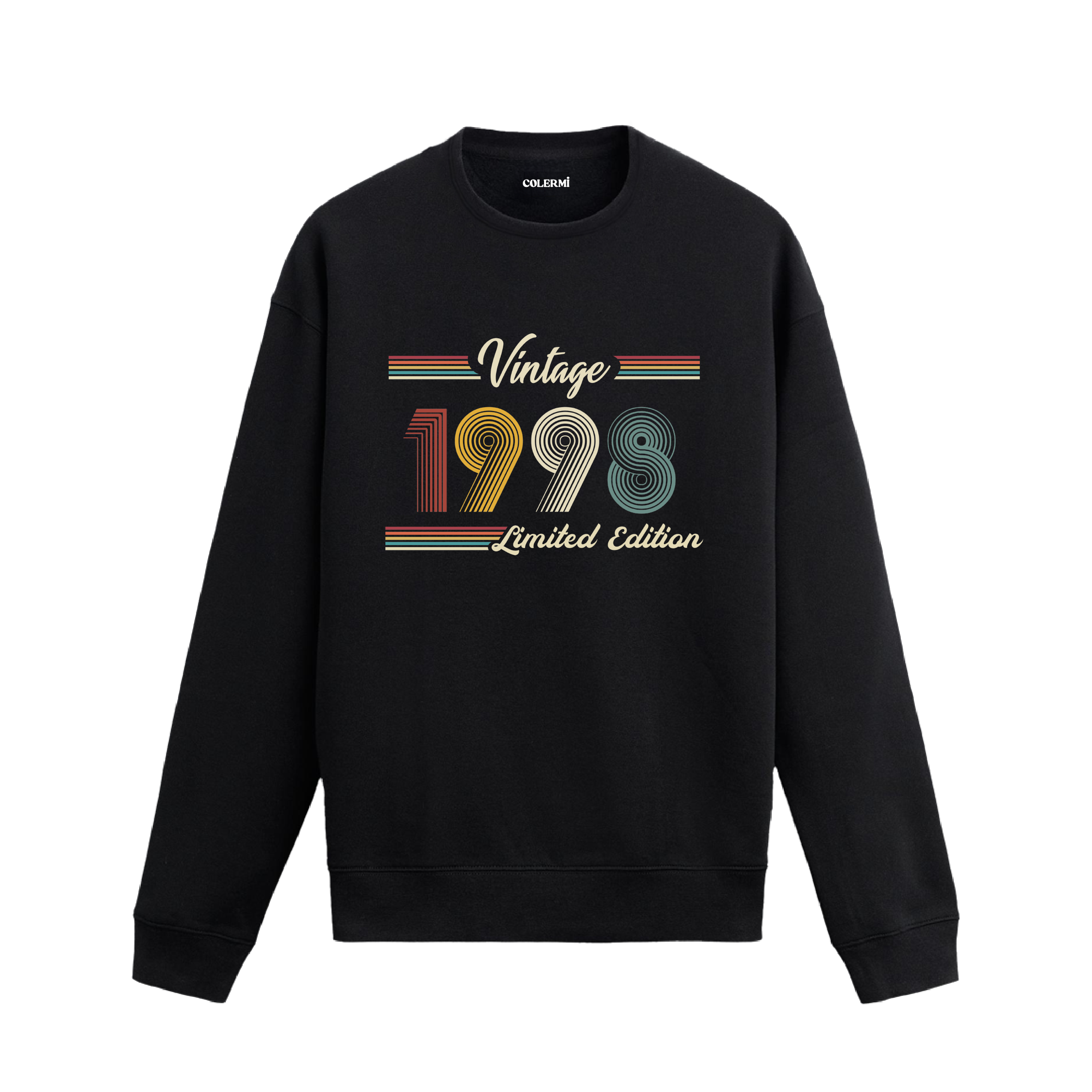 Retro çizgili Klasik Vintage 1998 Colermi sweatshirt