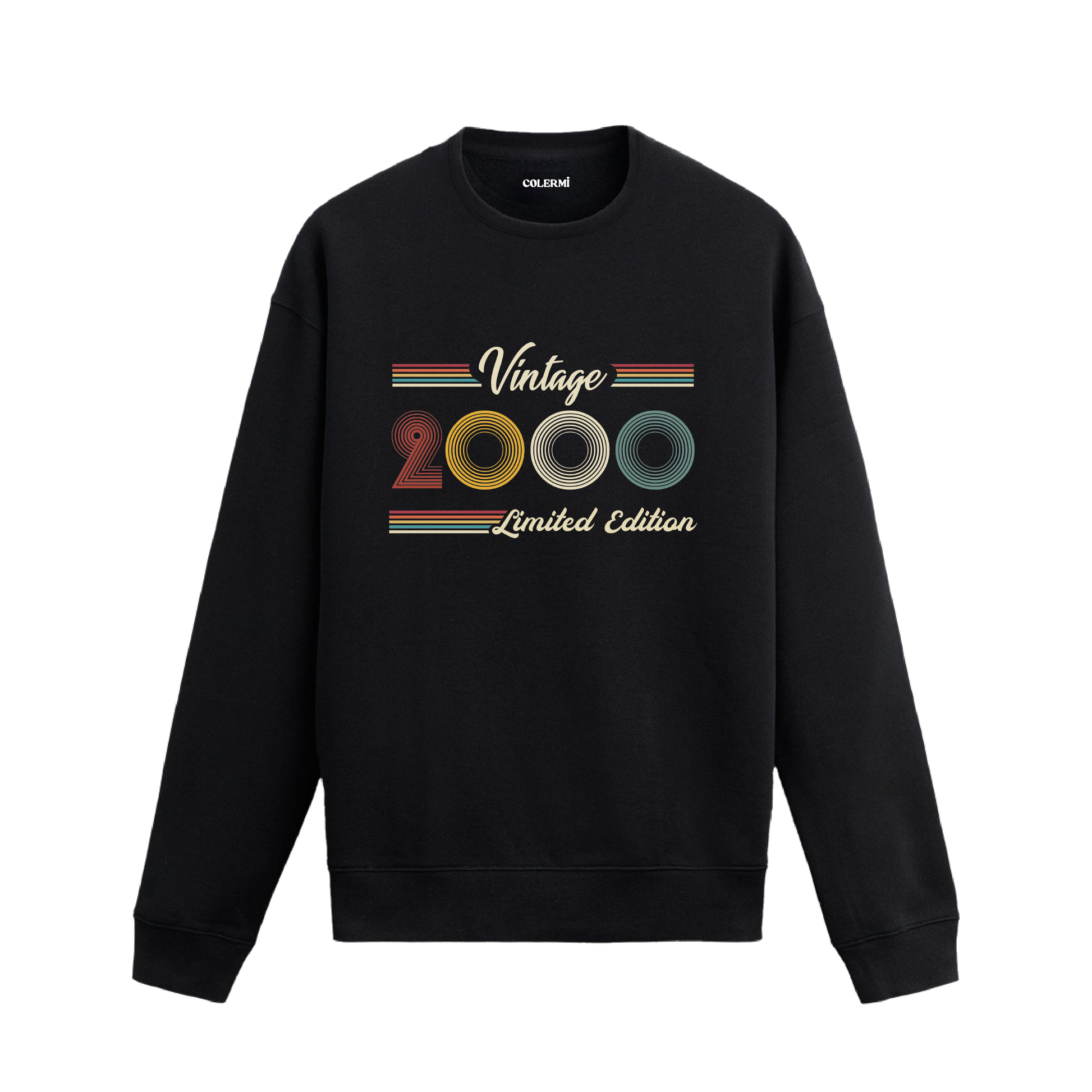 Retro çizgili Klasik Vintage 2000 Limited Edition Colermi sweatshirt
