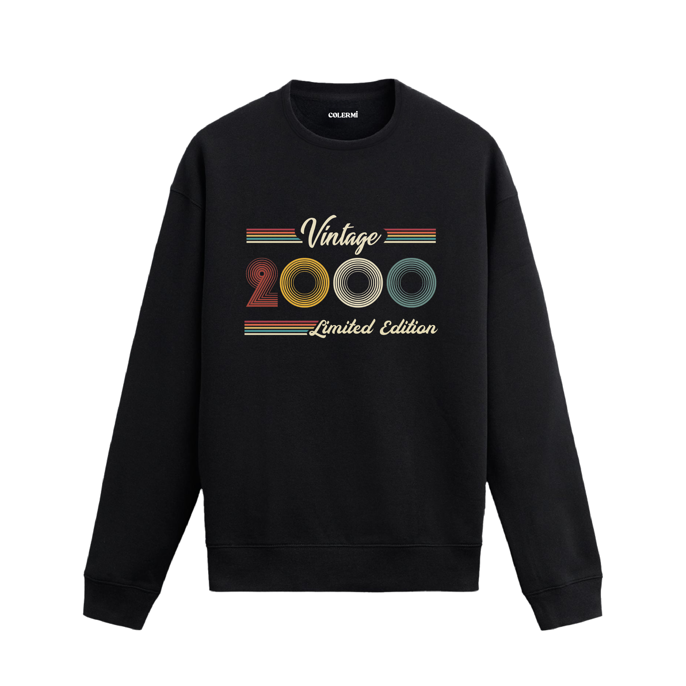 Retro çizgili Klasik Vintage 2000 Limited Edition Colermi sweatshirt