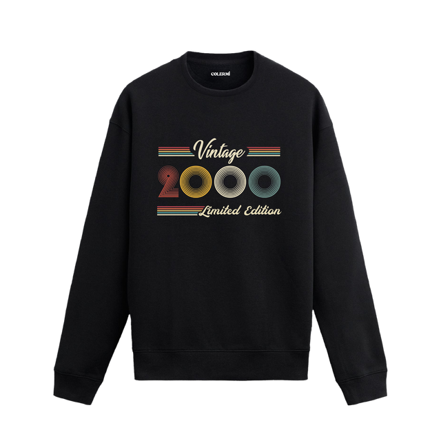 Retro çizgili Klasik Vintage 2000 Limited Edition Colermi sweatshirt