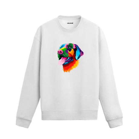 Golden Retriever Sweatshirt, renkli illüstrasyonu ve %100 pamuklu kumaşı ile konforlu ve modern bir stil sunuyor.
