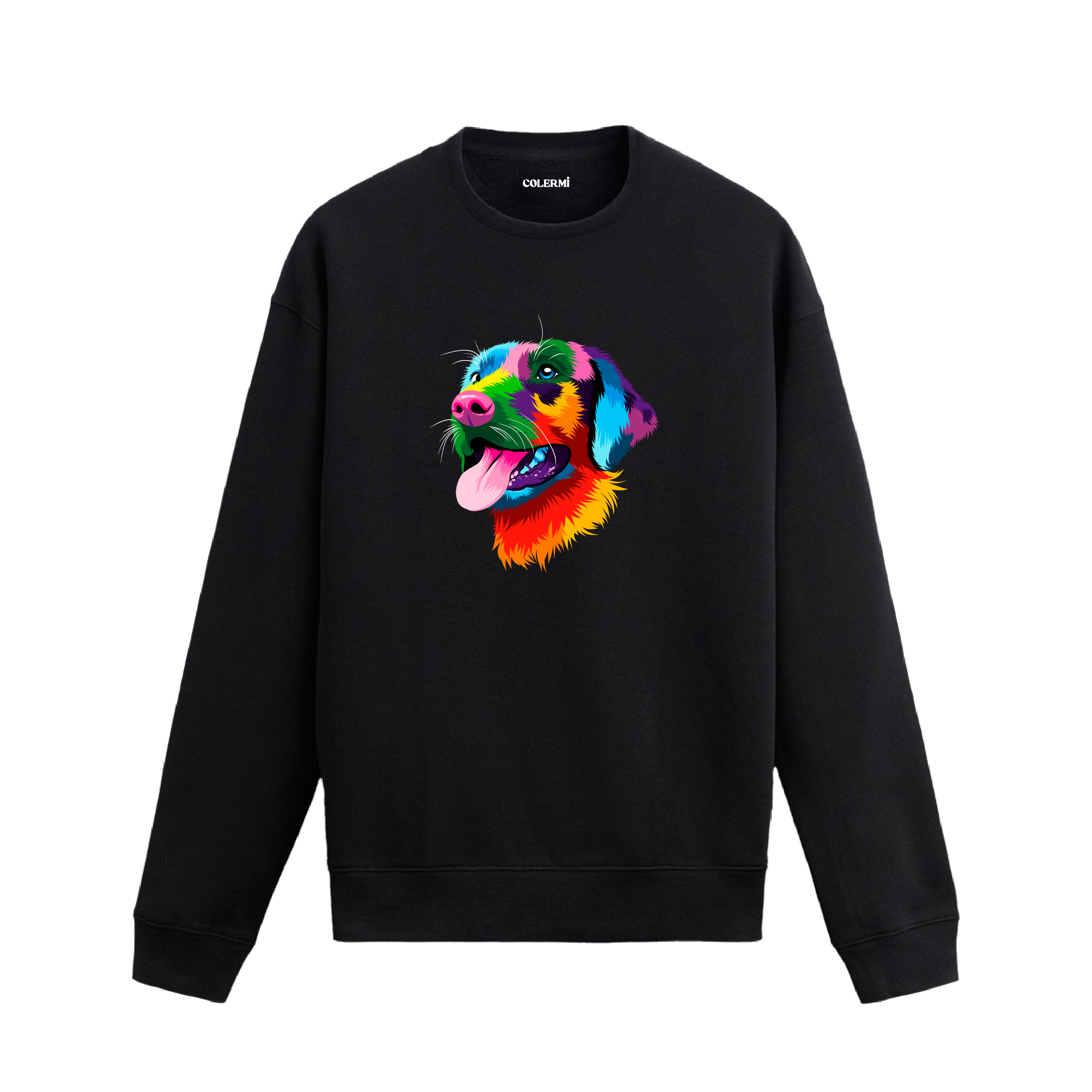 Golden Retriever Sweatshirt, renkli illüstrasyonu ve %100 pamuklu kumaşı ile konforlu ve modern bir stil sunuyor.