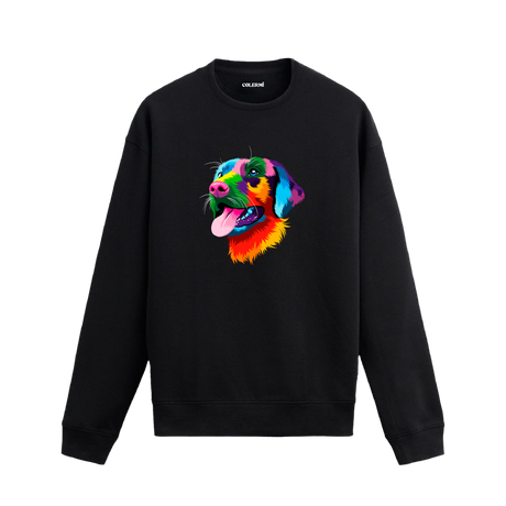 Golden Retriever Sweatshirt, renkli illüstrasyonu ve %100 pamuklu kumaşı ile konforlu ve modern bir stil sunuyor.