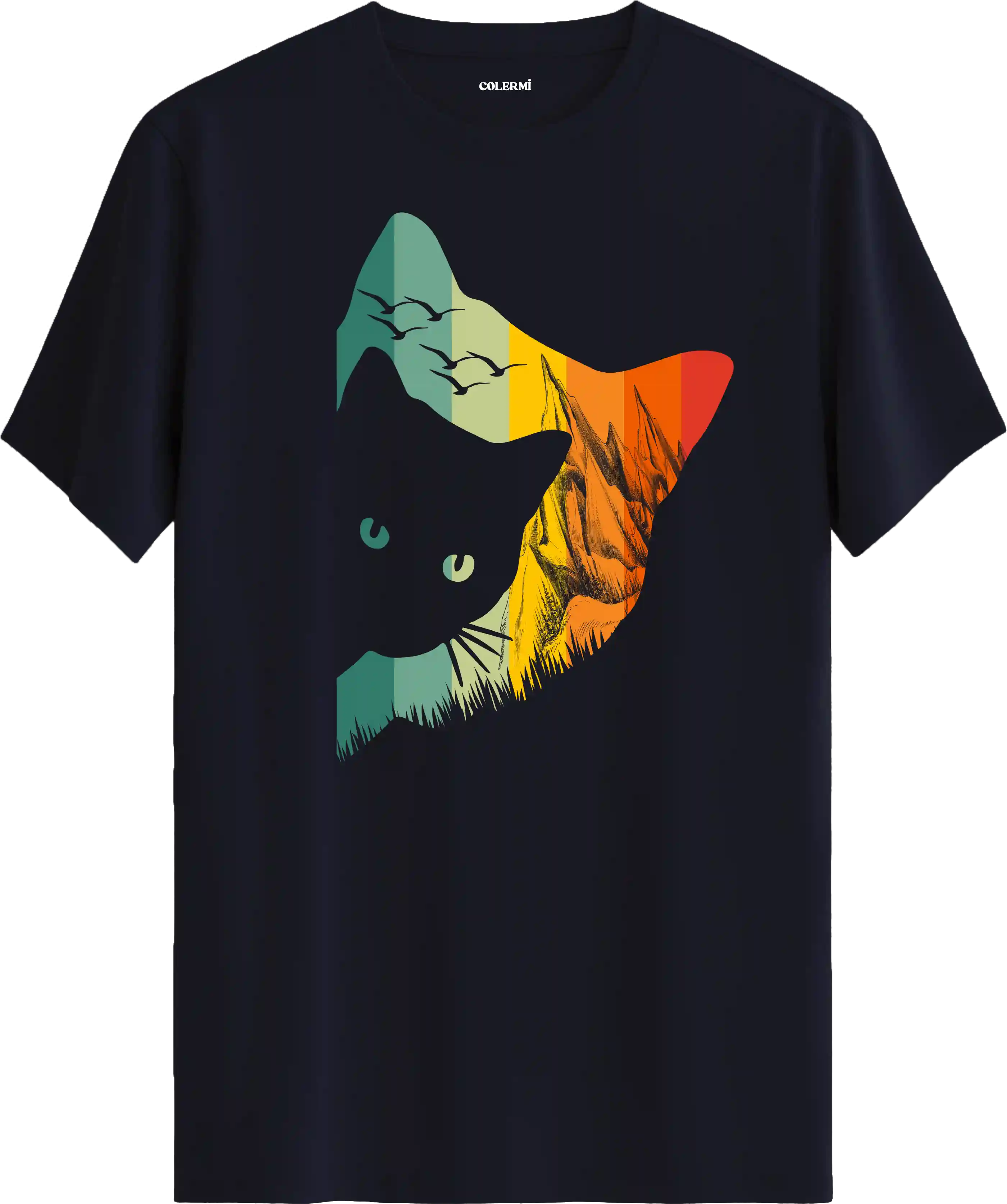 Retro Cat Baskılı Tişört