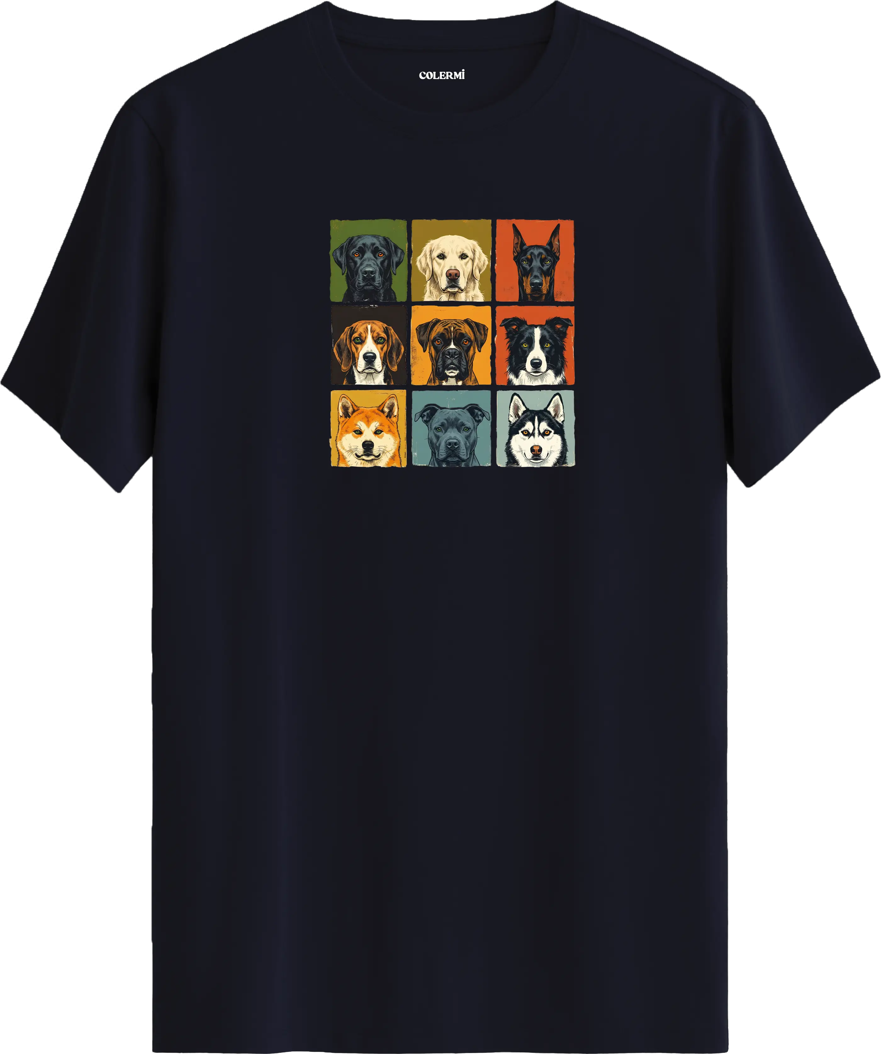 Retro Köpek Kolaj Tasarım Tişört