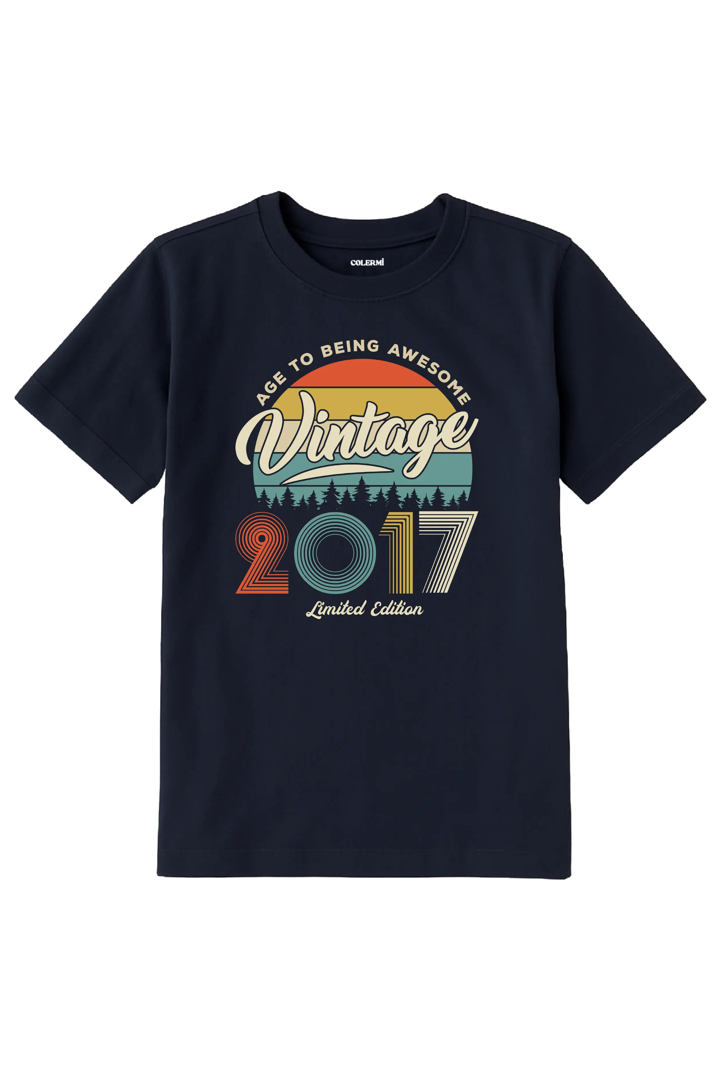 Vintage Çocuk Tişört – 2017 Doğum Tarihli Tasarım görsel 3 | Colermi
