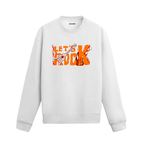 Alevli Let’s Rock yazılı gitar baskılı Colermi sweatshirt