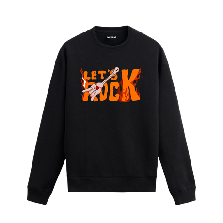 Alevli Let’s Rock yazılı gitar baskılı Colermi sweatshirt