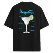 Margarita baskılı, limonlu kokteyl temalı sırt detaylı oversize tişört