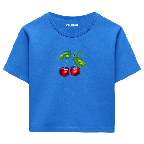Kiraz İllüstrasyonlu Crop Top T-Shirt