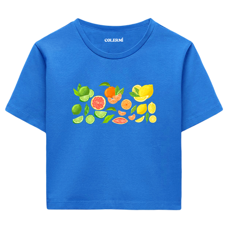 Colermi Kadın Crop Top T-Shirt - Narenciye Deseni