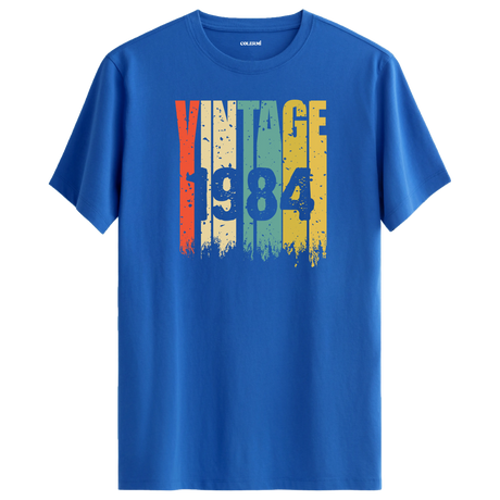 1984 tasarımlı retro vintage t-shirt, nostaljik stil sevenler için unisex model.