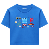 Colermi - Yaz Tatili Temalı Kadın Crop T-Shirt