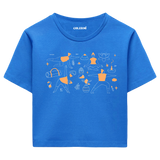 Yoga Crop T-Shirt - Yoga Hayatı İllüstrasyonlu Crop Tişört