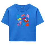 Yoga Crop T-Shirt - Renkli Kedilerin Yoga Pozları