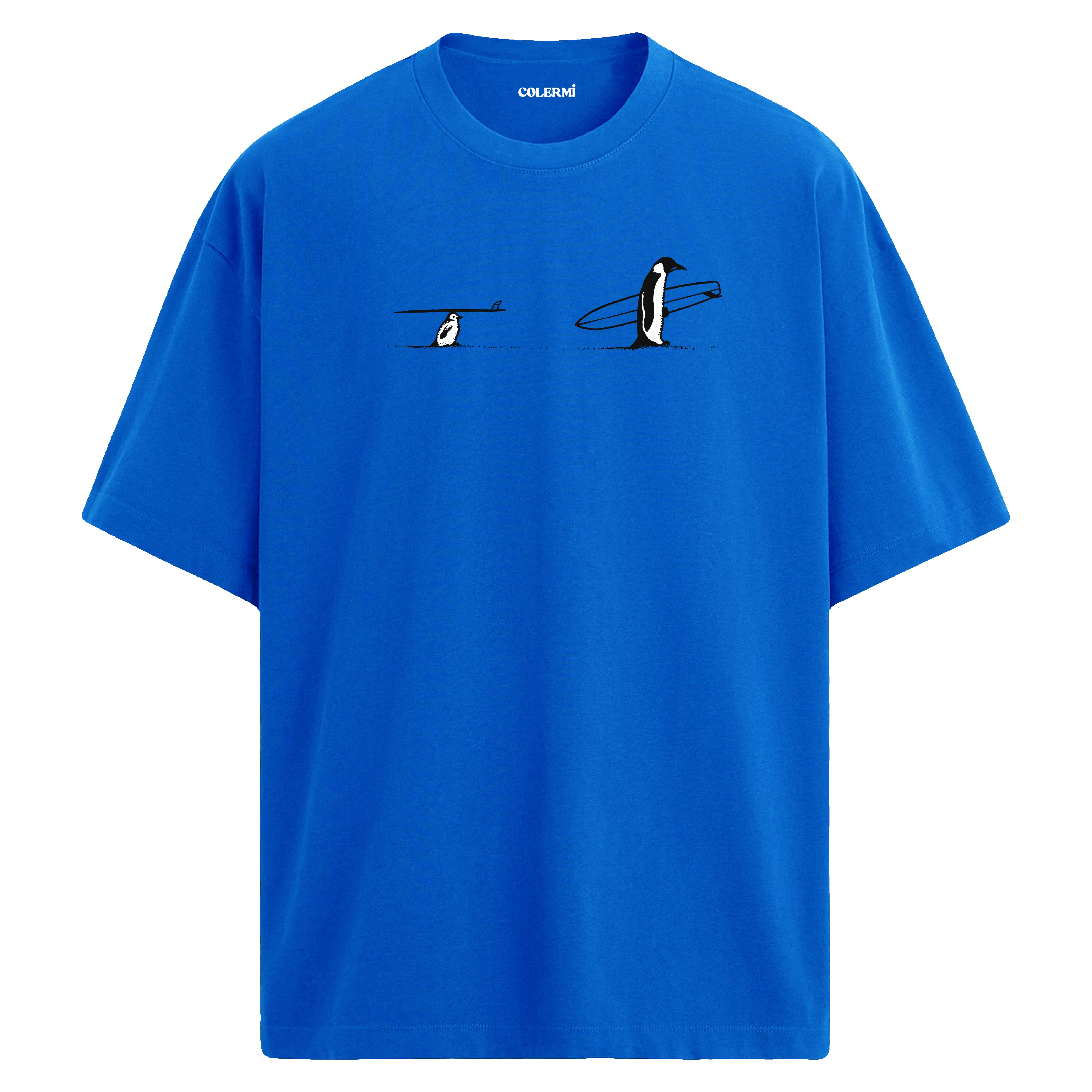Sörf Zamanı Penguenler Oversize T-Shirt