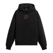 Siyah hoodie üzerinde minimal boğa baskısı