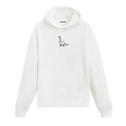 Beyaz minimal dinozor baskılı hoodie ile modern ve sade stilini öne çıkar. Günlük kullanım için ideal tasarım.