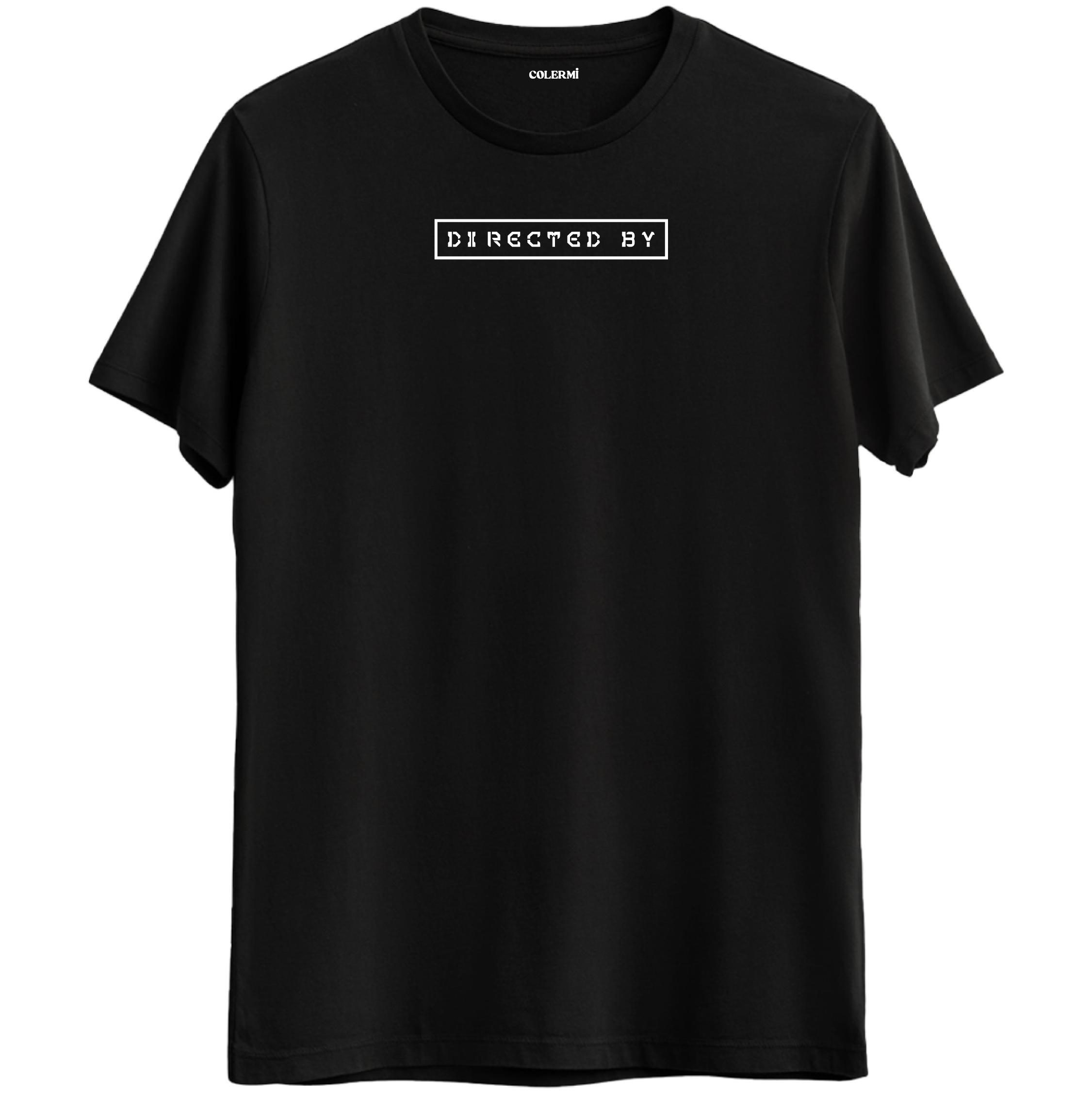 Kendi hikâyesini yazanlar için tasarlanmış "Directed By" baskılı siyah Bisiklet Yaka T-Shirt.