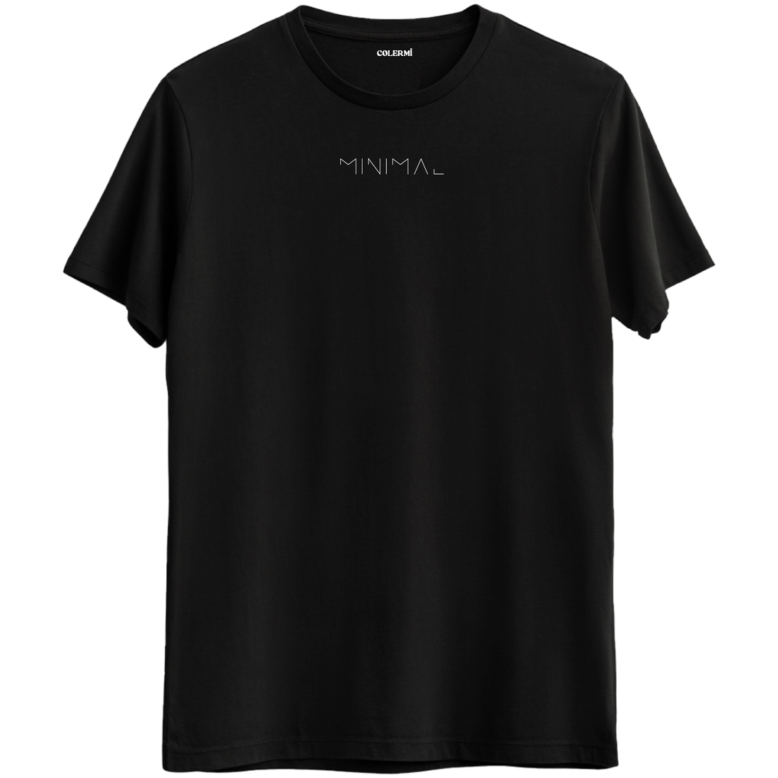 Minimalizmin ruhunu yansıtan, şık ve zamansız tasarıma sahip siyah Bisiklet Yaka T-Shirt.