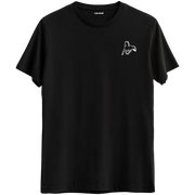 Özgürlüğün ve zarafetin simgesi olan minimal at baskılı siyah Bisiklet Yaka T-Shirt.