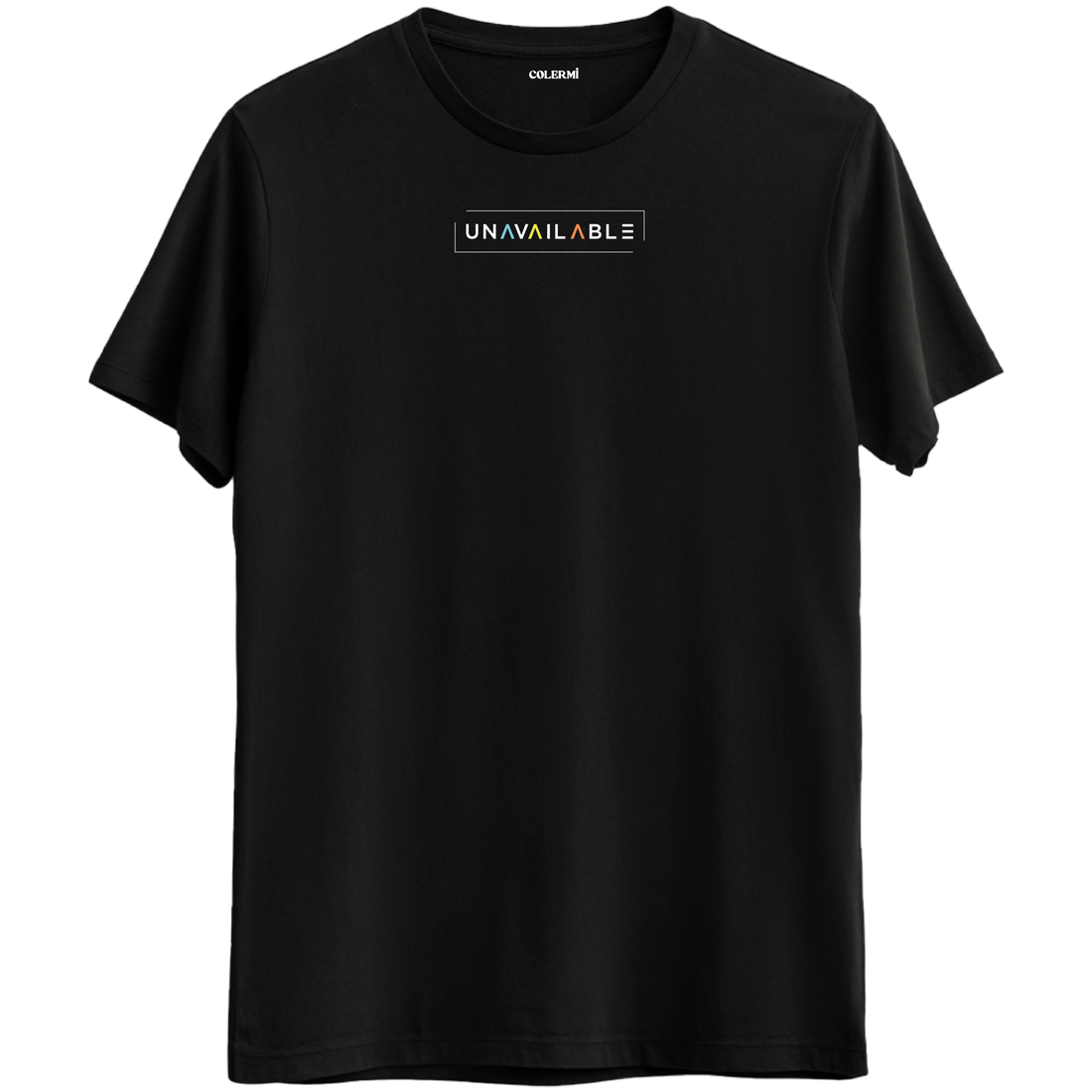 Özgün ve cool bir mesaj veren "Unavailable" baskılı siyah Bisiklet Yaka T-Shirt.