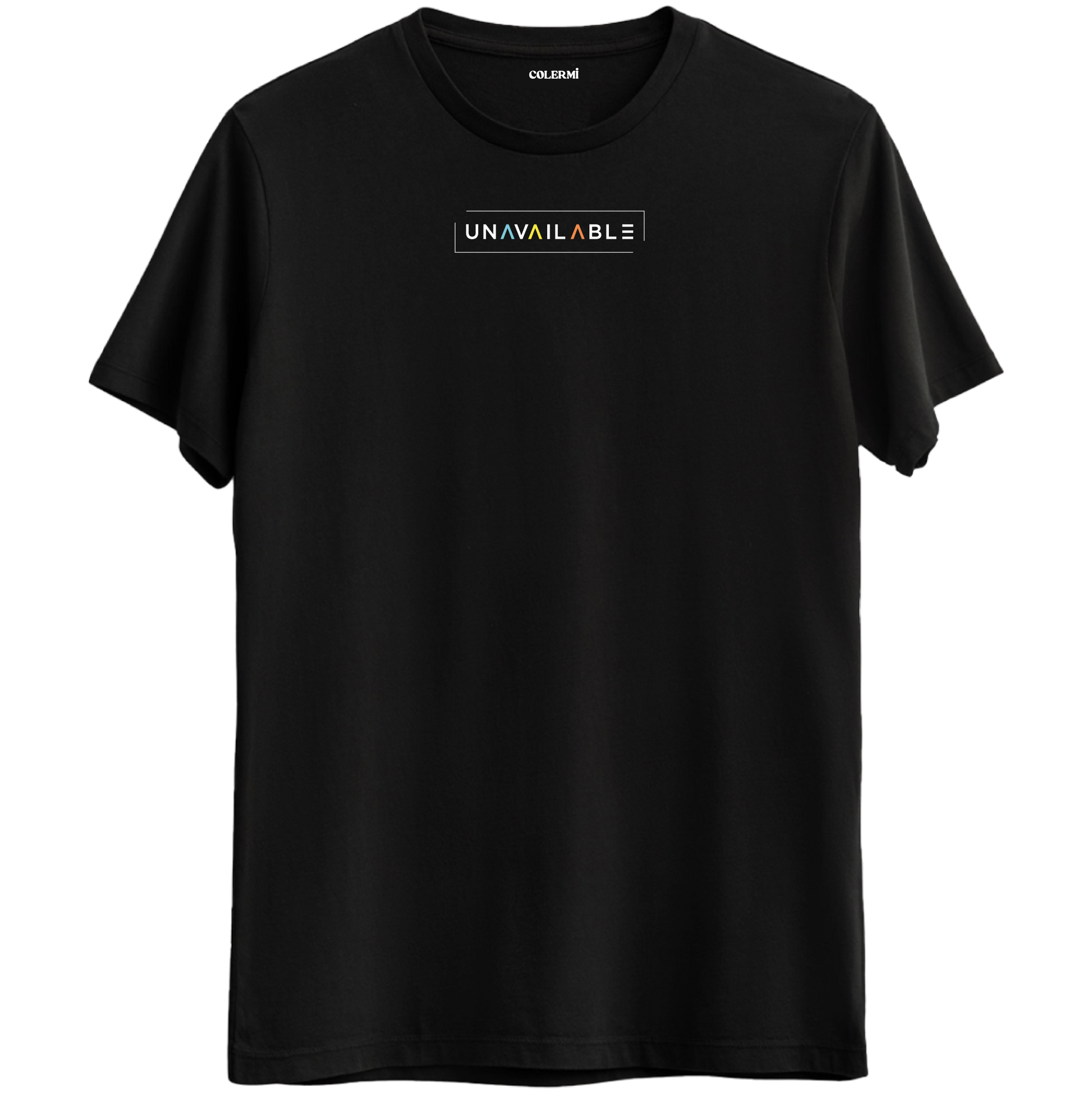 Özgün ve cool bir mesaj veren "Unavailable" baskılı siyah Bisiklet Yaka T-Shirt.