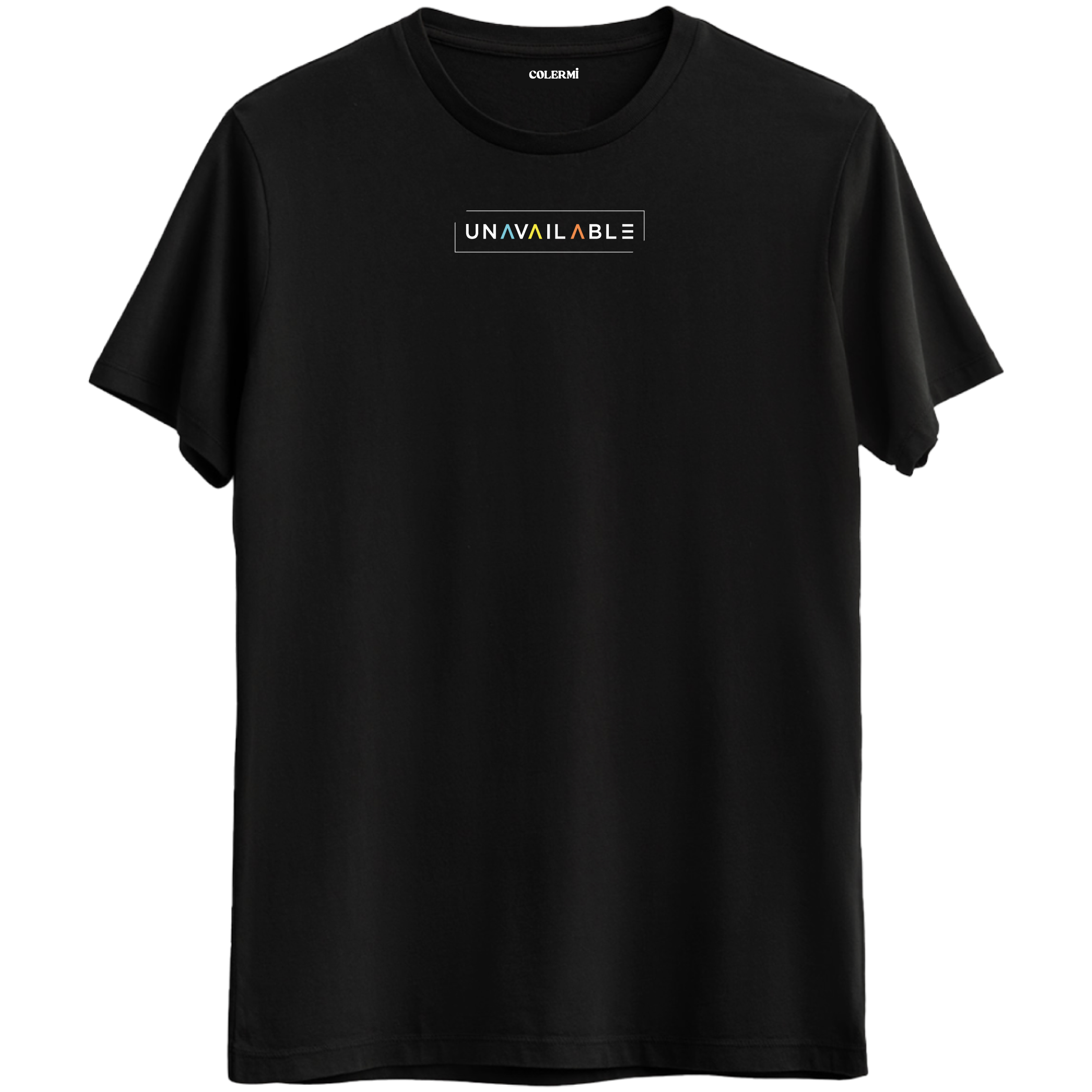 Özgün ve cool bir mesaj veren "Unavailable" baskılı siyah Bisiklet Yaka T-Shirt.