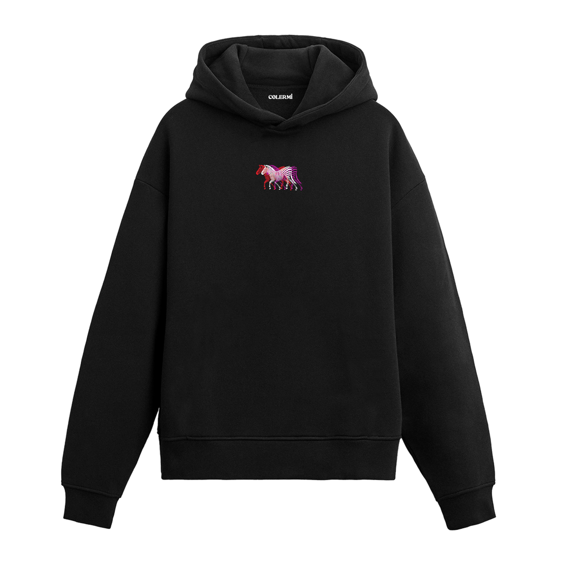 Journey of Colors Zebra Graphic Hoodie - Bold Stripes, Vibrant Energy