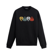 Müzik temalı gitar pena tasarımlı sweatshirt ön görünüm
