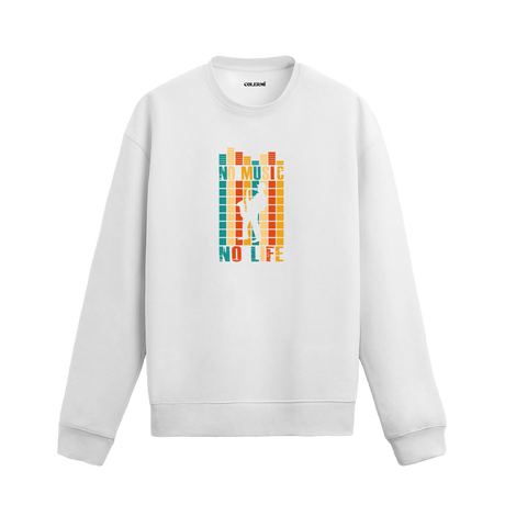 Ekolayzer desenli gitar siluetli No Music No Life Colermi sweatshirt