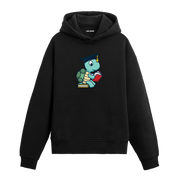 Kitap okuyan kaplumbağa baskılı hoodie – bilge ve sevimli tasarım