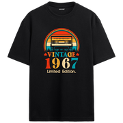 1967 Mixtape Oversized T-Shirt - Retro Music Cassette Design