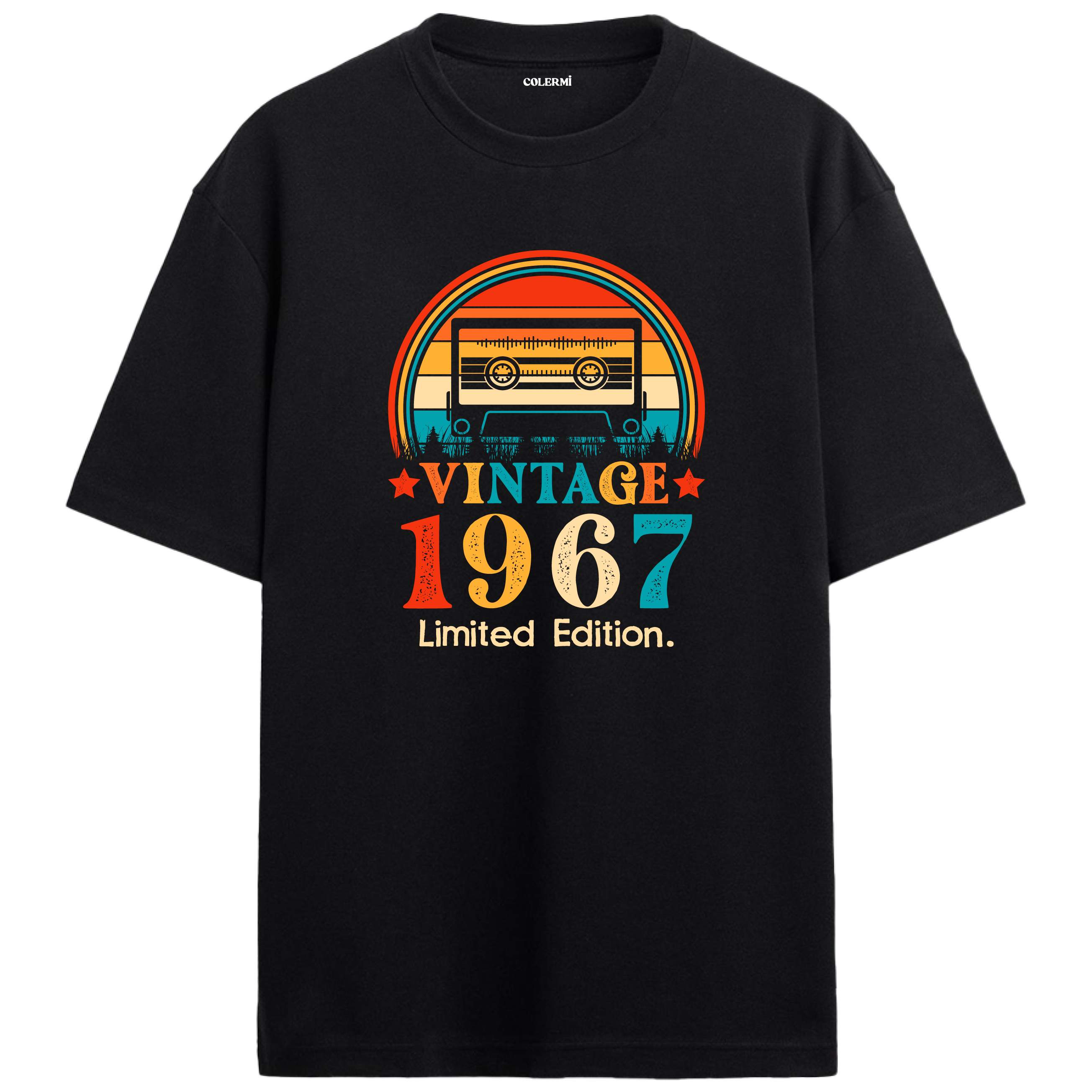 1967 Mixtape Oversized T-Shirt - Retro Music Cassette Design