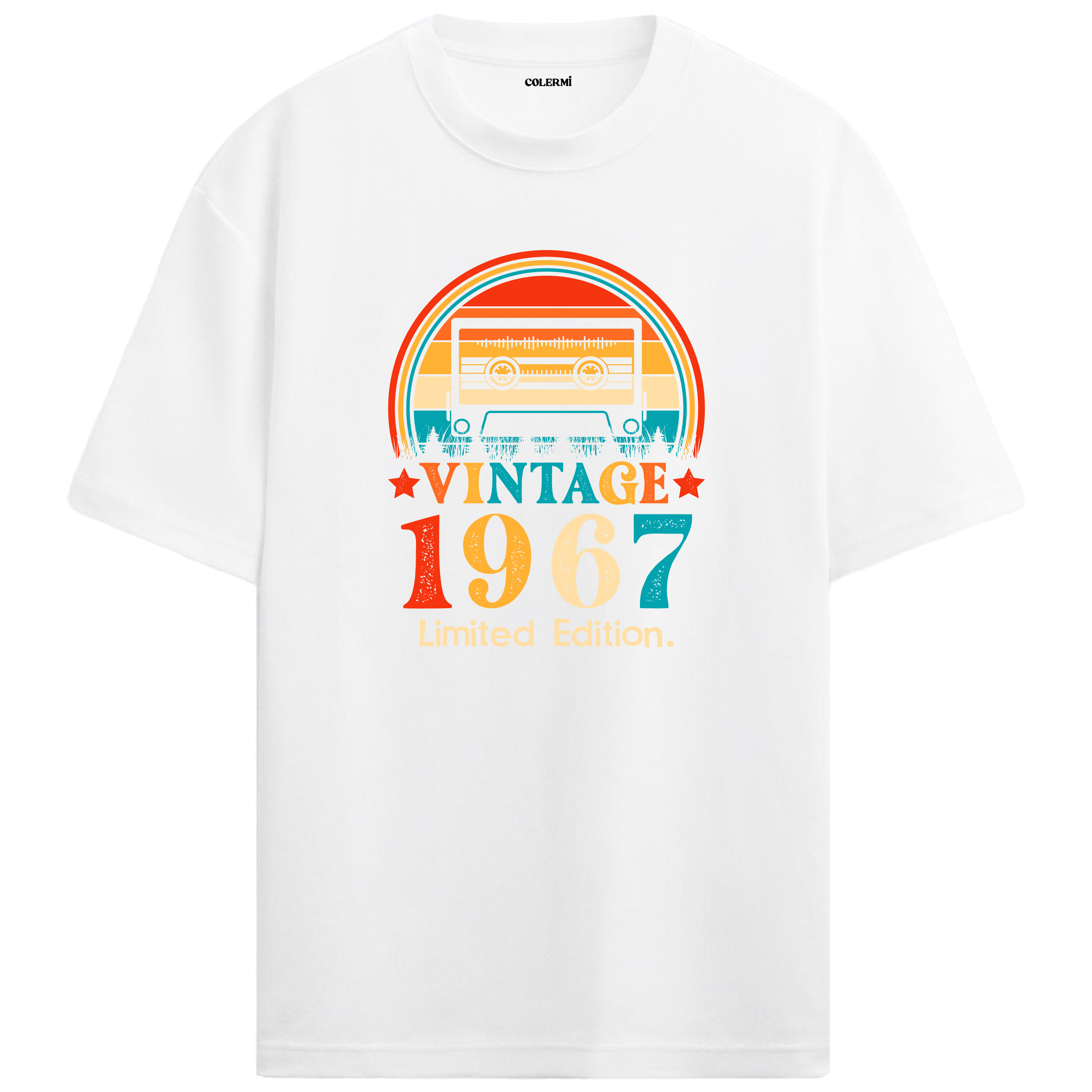 1967 Mixtape Oversized T-Shirt - Retro Music Cassette Design