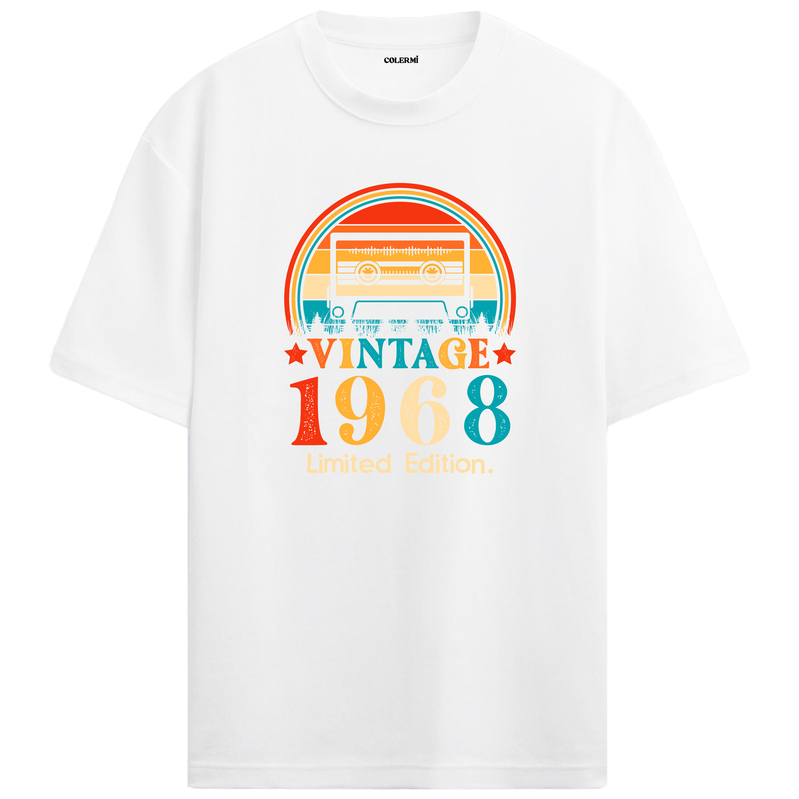 1968 Mixtape Oversized T-Shirt - Retro Music Cassette Design