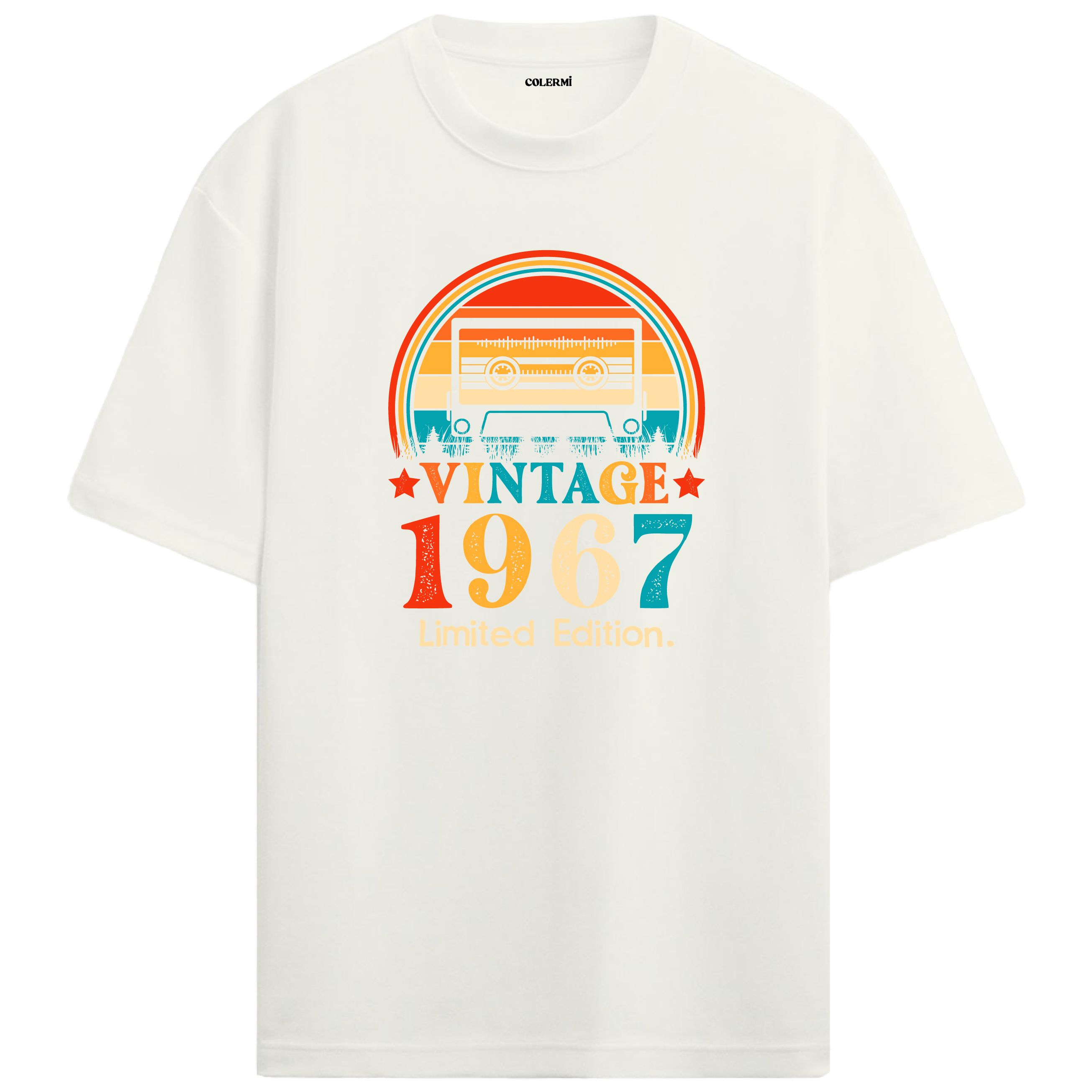 1967 Mixtape Oversized T-Shirt - Retro Music Cassette Design