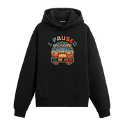 Siyah oyun konsolu baskılı hoodie, I Paused My Game yazılı, gamer hoodie
