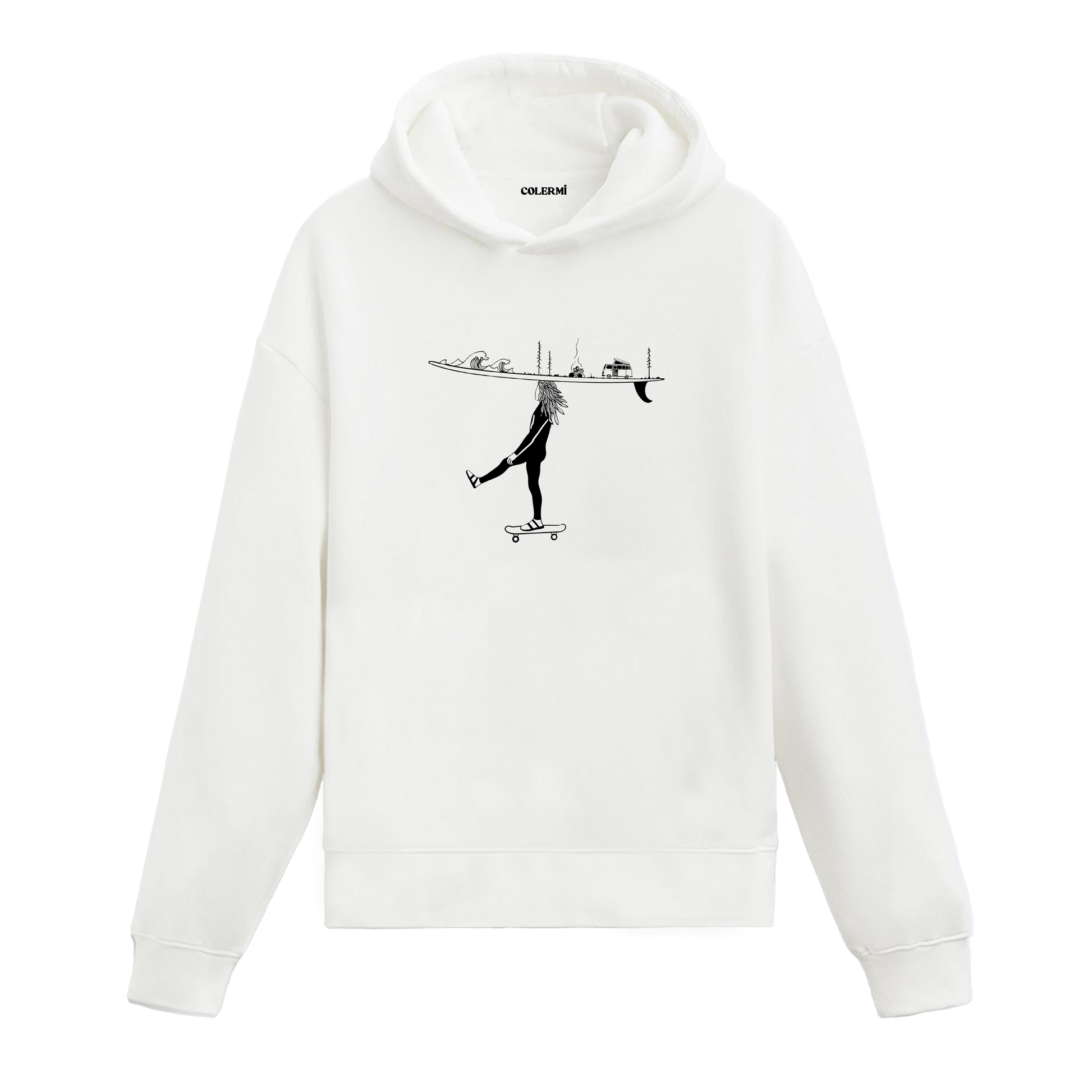 Colermi kaykay ve doğa baskılı sweatshirt, özgür ruhu yansıtan soüuk havalarda sıcak tutan kumaş ve özgün  tasarım